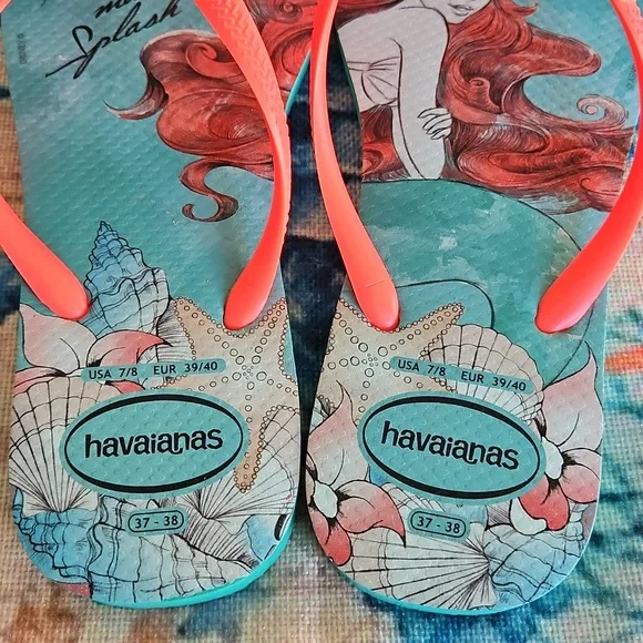Havaianas Disney Ariel Flip Flops Size 7/8 - Picture 4 of 16